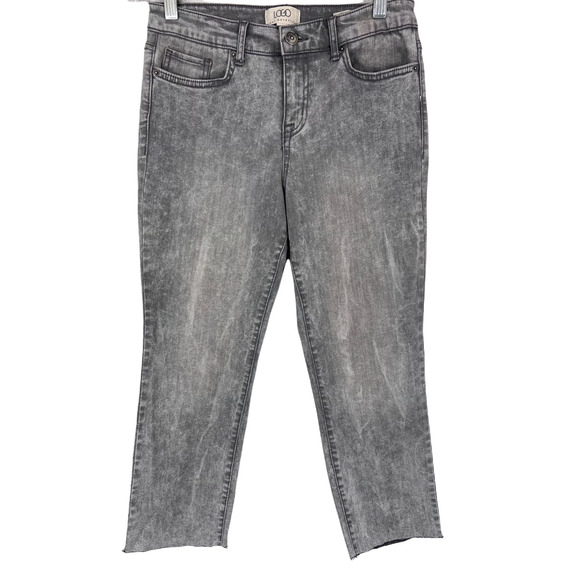 LOGO by Lori Goldstein Petite Tie-Dye Straight-Leg Ankle Jeans Charcoal 0P Size - Picture 1 of 2